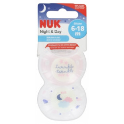 NUK Night & Day 2 Sucettes Silicone 6-18 Mois