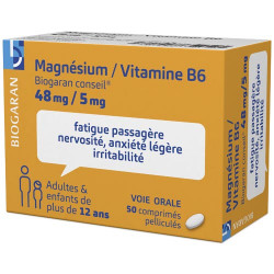 Magnésium 48mg / Vitamines B6 biogaran 50 comprimés