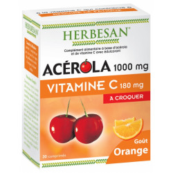 Herbesan Acérola 1000 mg Vitamine C 30 Comprimés à Croquer