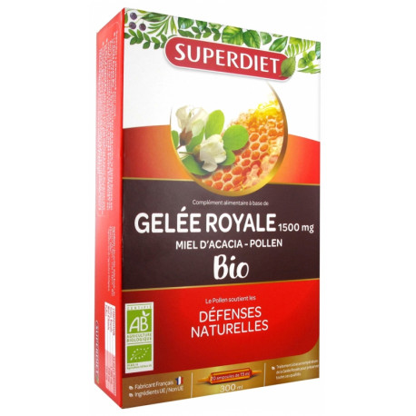 Super Diet Gelée Royale Miel d'Acacia Pollen Bio 20 Ampoules