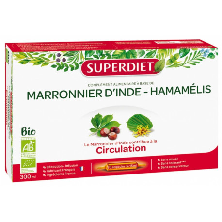 Super Diet Marronnier d'Inde Hamamélis Bio 20 Ampoules