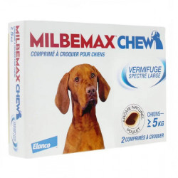 Milbemax chew chien 5kg et plus 2 comprimés à croquer