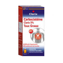 Clarix Carbocisteine 5% toux grasse adulte solution buvable 250ml