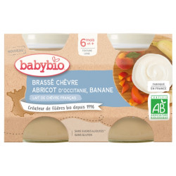 Babybio Brassé Chèvre Abricot Banane 6 Mois et + Bio 2 Pots de 130 g