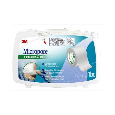 Micropore Sparadrap Blanc avec dévidoir 25 mm