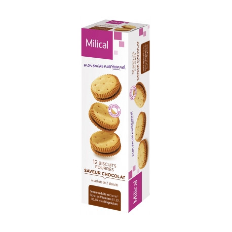 Milical 12 Biscuits Diététiques Fourrés - Chocolat
