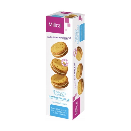 Milical 12 Biscuits Diététiques Fourrés - Vanille