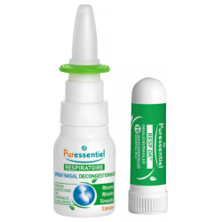 Puressentiel Spray Nasal Décongestionnant 15 ml + Resp OK Inhaleur aux 19 Huiles Essentielles