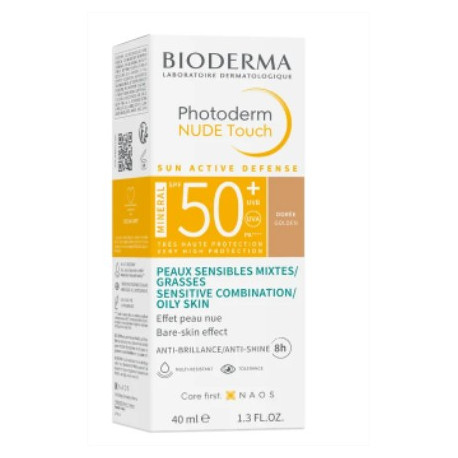 Bioderma photoderm nude touch spf50+ teinte dorée 40ml