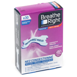Breathe Right Sensitive 30 bandelettes nasales taille petit/moyen