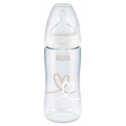 NUK First Choice + Biberon Temperature Control 300 ml 0-6 Mois Coeurs