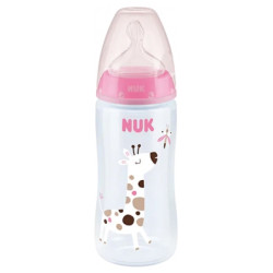 NUK First Choice + Biberon Temperature Control 360 ml 6-18 Mois -Rose clair Girafe