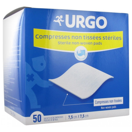 Urgo Compresses Stériles 7,5 x 7,5 cm 50 Sachets de 2 Compresses Non  Tissées
