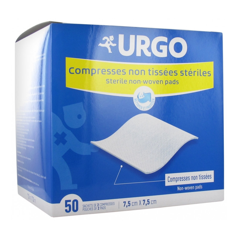 Urgo Compresses Stériles 7,5 x 7,5 cm 50 Sachets de 2 Compresses Non  Tissées