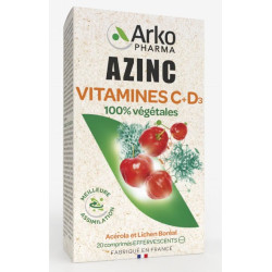 Arkopharma Azinc Vitamines C+D3 100% Végétales 20 Comprimés Effervescents