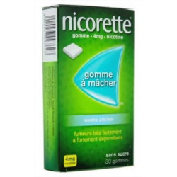 Nicorette 4 mg menthe glaciale sans sucre 30 gommes à mâcher