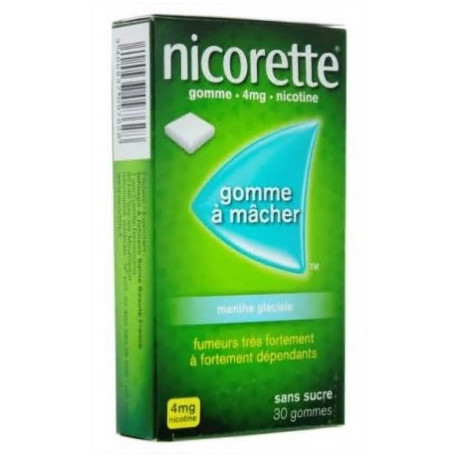 Nicorette 4 mg menthe glaciale sans sucre 30 gommes à mâcher