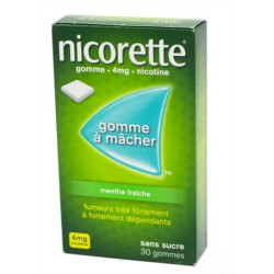 Nicorette 4 mg menthe fraiche sans sucre 30 gommes à mâcher