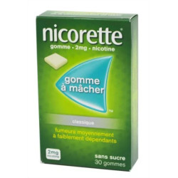 Nicorette 2 mg sans sucre 30 gommes à mâcher