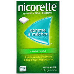 Nicorette 2 mg menthe fraîche sans sucre 105 gommes à mâcher