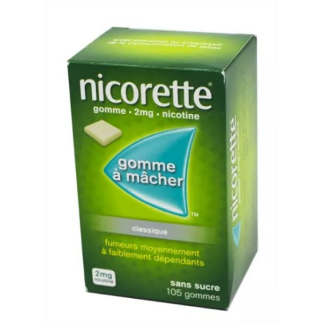 Nicorette 2 mg sans sucre 105 gommes à mâcher