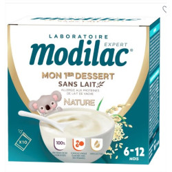 MODILAC Mon 1er Dessert Sans Lait Goût Nature - De 6 à 12 mois, 10 Sachets