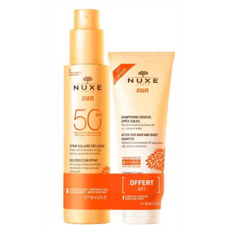 Nuxe Sun - Spray Solaire Délicieux SPF50 150ml + Shampooing Douche Après-Soleil 100ml Offert