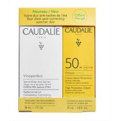 Caudalie Coffret Vinoperfect Sérum Eclat Anti-Taches 30ml + Vinosun Protect Crème Solaire SPF50 25ml Offerte