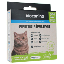 Biocanina Pipettes Répulsives Chaton & Chat de 500 g à 5 kg 4 Pipettes