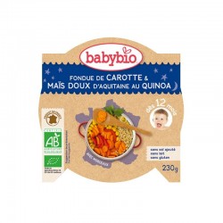 Babybio Assiette Fondue de Carotte & Maïs doux d'Aquitaine au Quinoa 230g