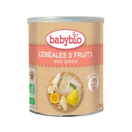 Babybio poudre céréales 3 fruits 220g